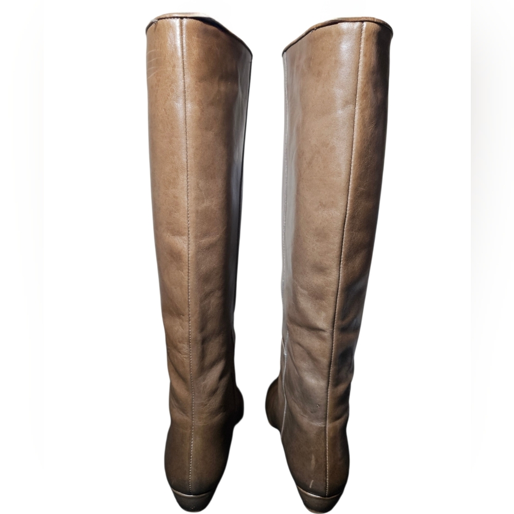 Loeffler Randall Matilde Brown Mocha Leather Wedge Pull-On Boots Size 7.5 - Picture 2 of 10